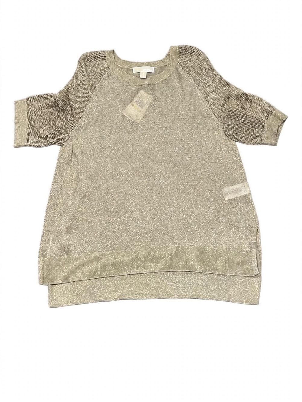 MICHAEL Michael Kors NWT M Khaki Gold Lurex Knit Top $145 MS66MUADJO Metallic Me